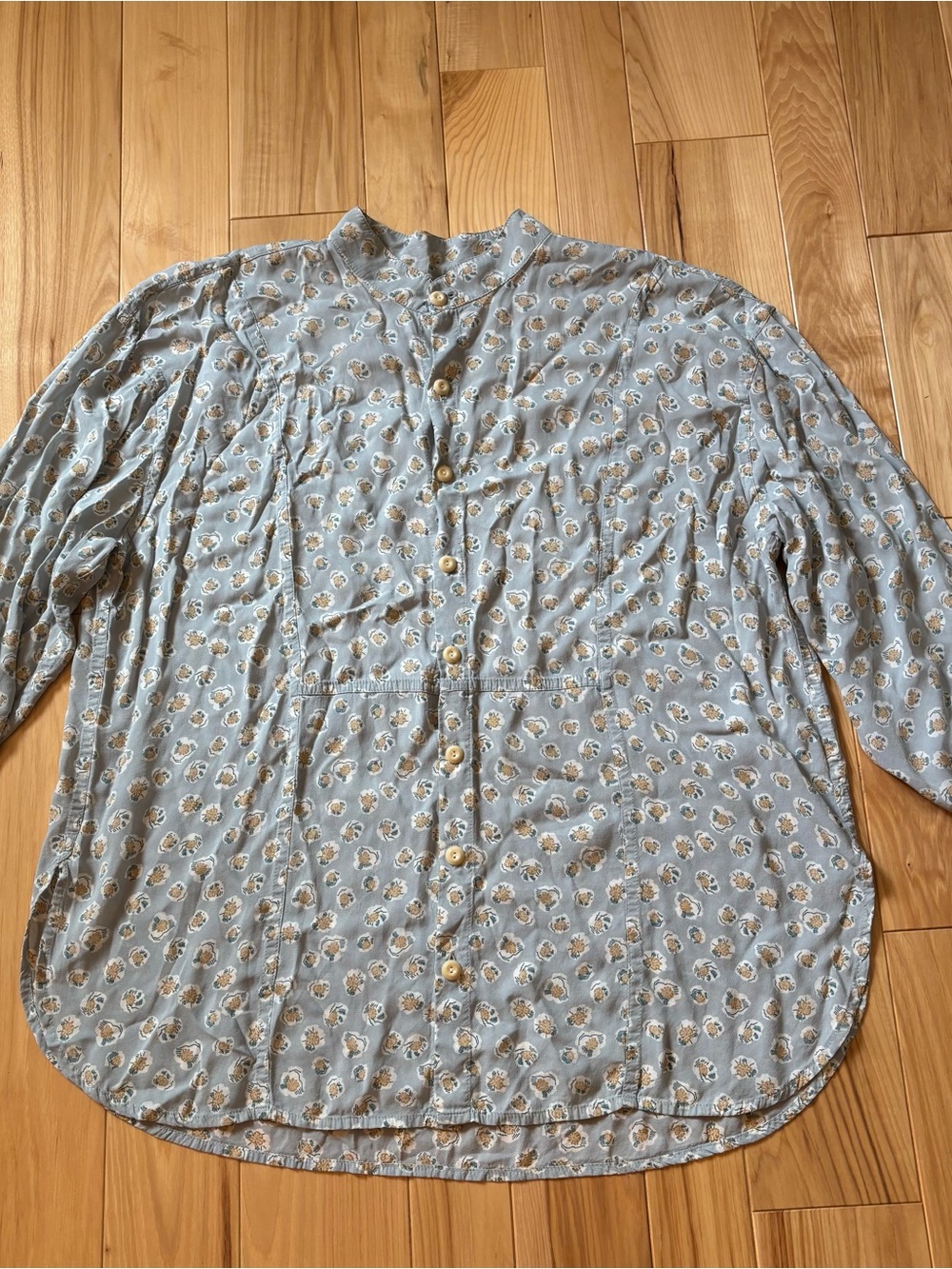 Flax Blue Floral Lagenlook Style Rayon Tunic Top